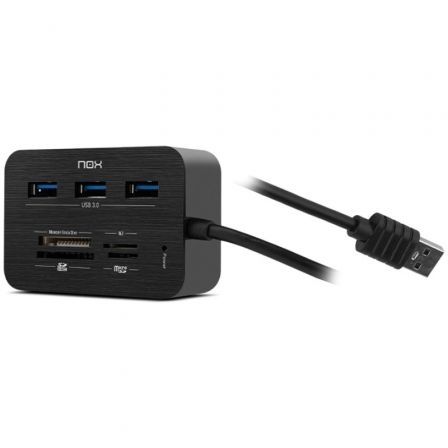 Nox Lite Reader One Hub USB 3.0 y Lector de Tarjetas Negro